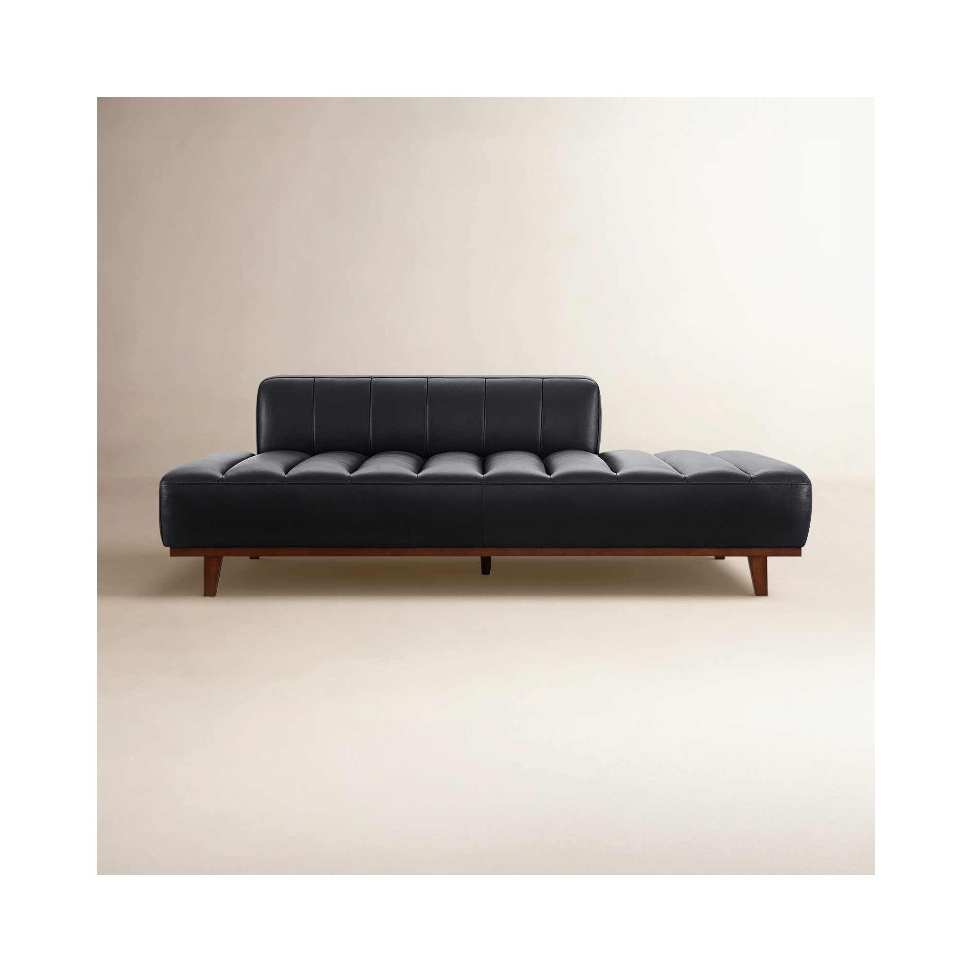 Novi Genuine Leather Upholstered Daybed, Impression Black Genuine Leather