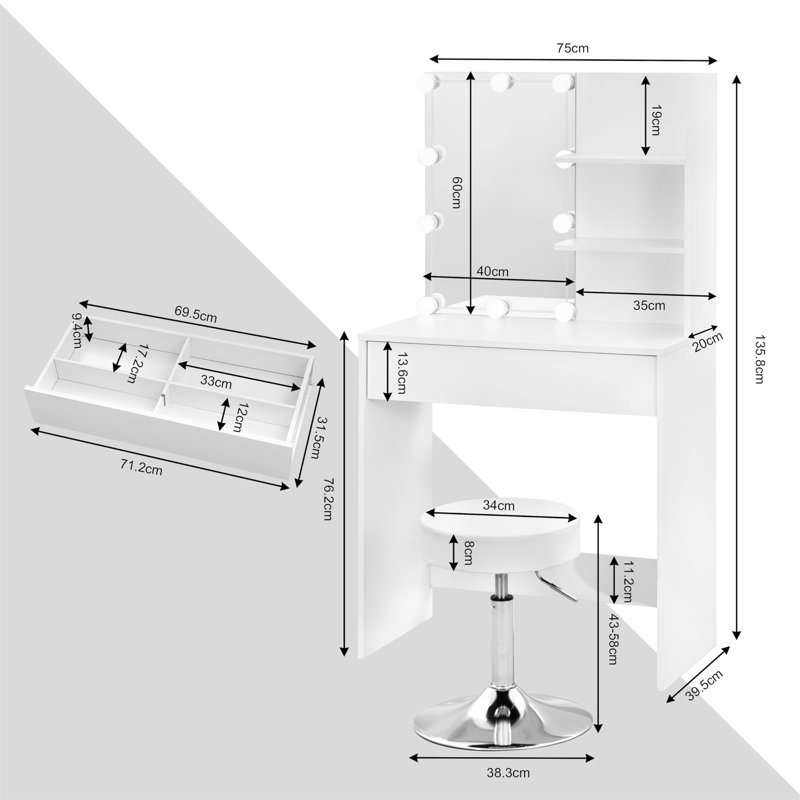Carlon Dressing Table with Mirror