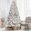 Arbre de Noël enneigé 5 pi avec 300 lumières UL, 27 pommes de pin naturelles et structure à charnières pour une installation facile-969089031-969089024