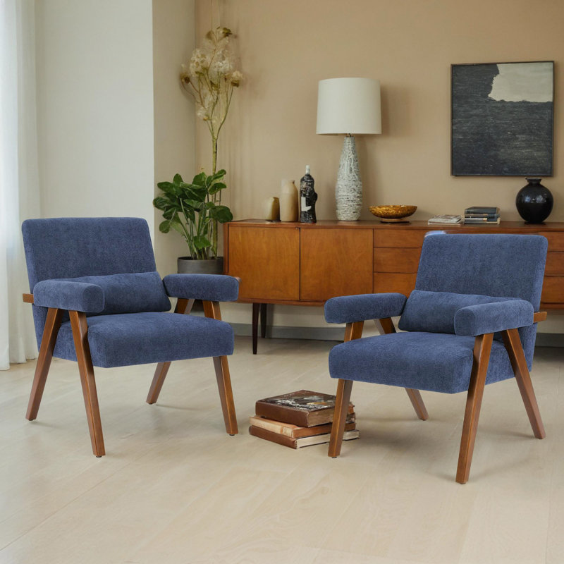 Fauteuil d'appoint Classic, Laine d'agneau bleue et grise, Noir