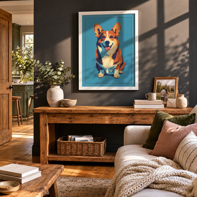 Pop Art Corgi Modern - Framed Print