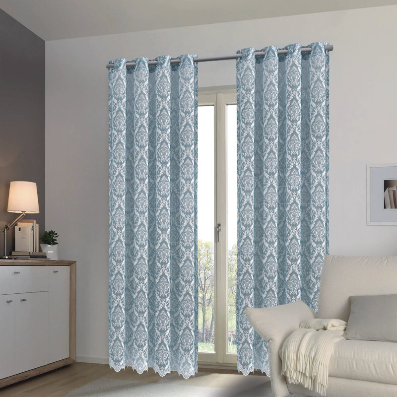Panneau de rideau simple diaphane avec œillets Eaddy, Bleu, L 56 po x L 95 po