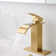 Brushed Gold Bathroom Faucet Modern Waterfall Single Hole Faucet for Bathroom Sink Single Handle with Pop Up Drain with Overflow Assembly and Supply Line Lavatory Bath Faucet