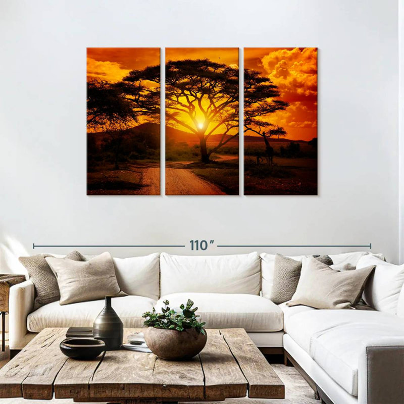 Harnek Serengeti Park Sunset Silhouette, 48" H x 74" W