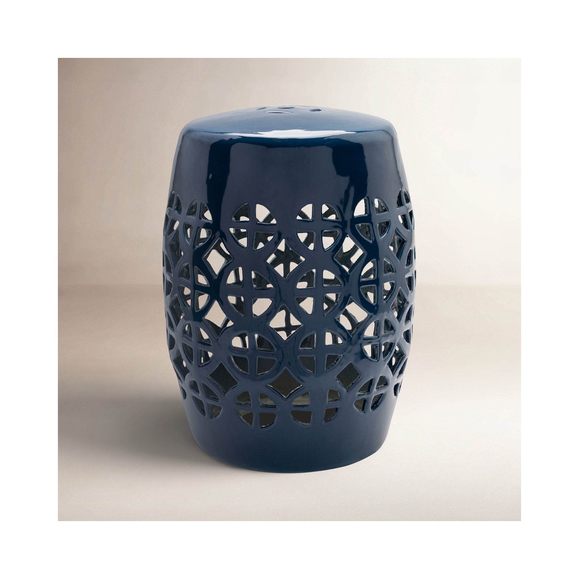 Becquere Ceramic/Porcelain Garden Stool, Navy