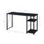 Bureau d'écriture au fini noir, tablette à 2 niveaux, base en métal pour bureau avec base ouverte, rehaussant votre décoration intérieure