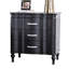 Table de chevet moderne en bois massif noir avec pieds tournés, plateau doublé de feutre et armoire de chevet contemporaine incurvée en cristal
