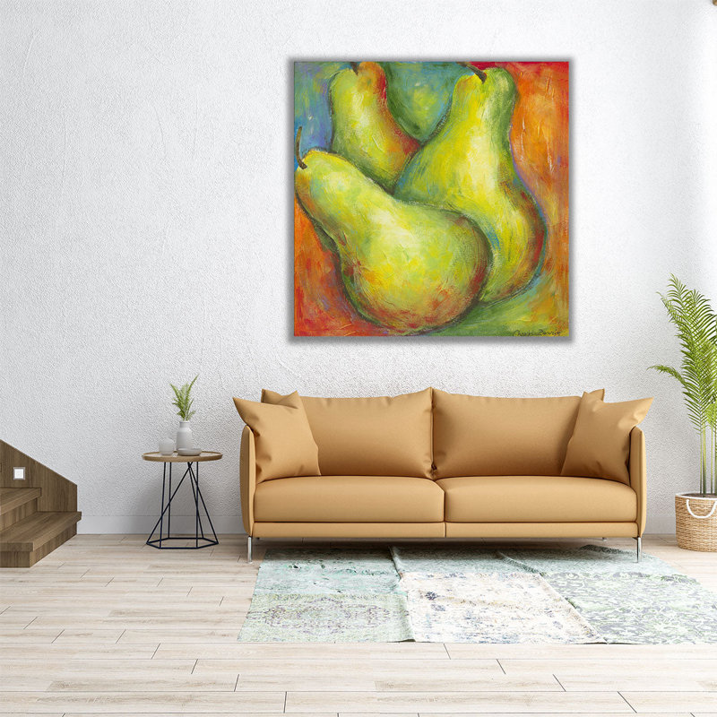 Abstrait fruits I - reproduction d'art sur toile, H 16 po x l 16 po