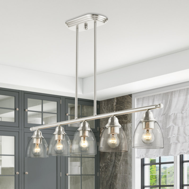 Bargas 5-Light Dimmable Linear Pendant, Brushed Nickel