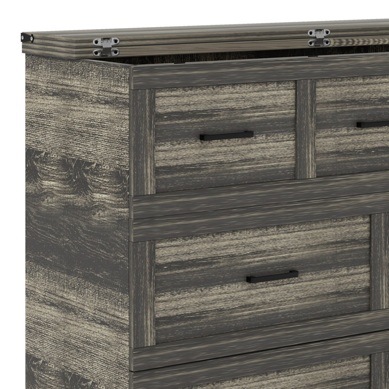 Murphy Bed Cabinet With Charging Station, Multi-Functional Foldable Platform Bed With  Large Storage Drawer, Full / Double