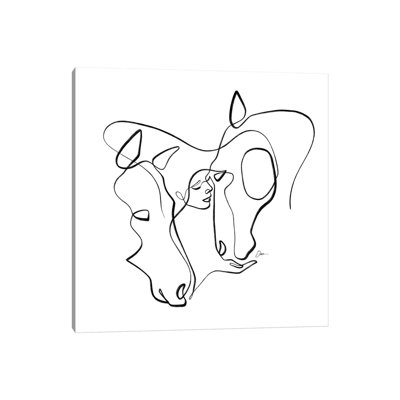 Equus No 13 / One Line Horse 1 Piece Wrapped Canvas Painting