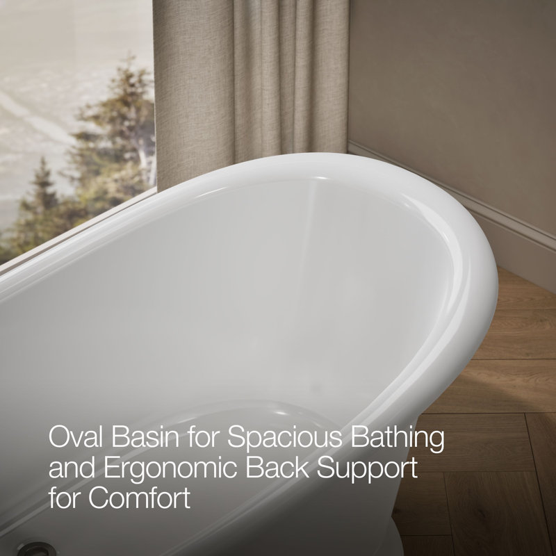 Artifacts® 66" x 33" Pedestal Soaking Cast Iron Bathtub, White
