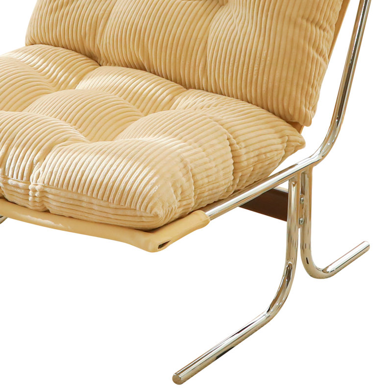 Chaise d'appoint rembourrée moderne avec coussin moelleux, fauteuil d'appoint confortable à structure en métal chromé pour un usage domestique multi-scène