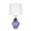 Lampe de vase ronde en céramique bleue et blanche D14x27,6 "