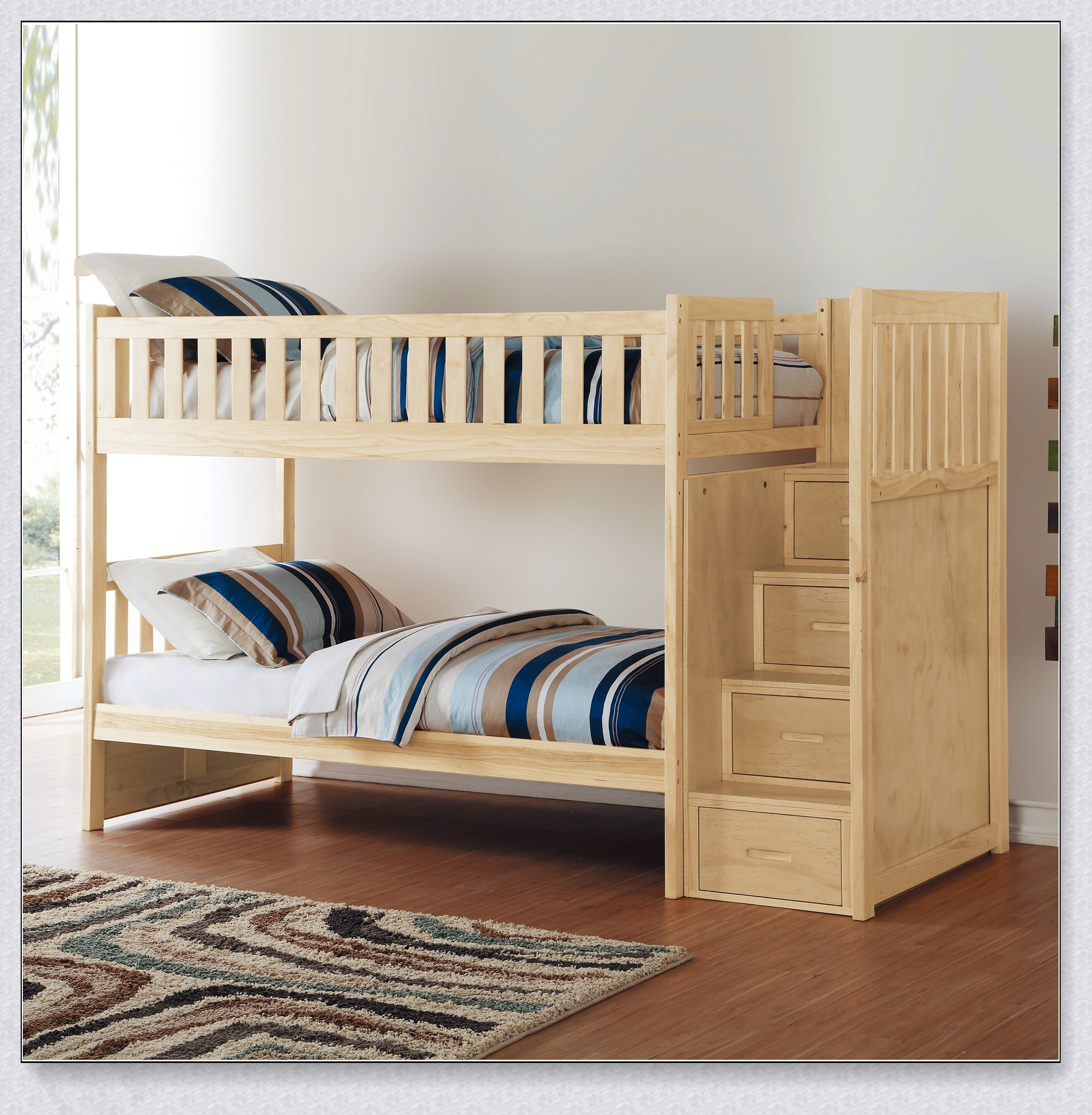 Foundry Select Twin Over Twin Bunk Bed Reversible Storage Step Drawers ...