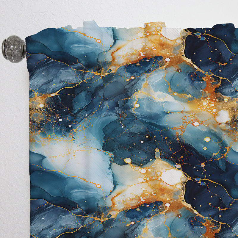 Teal and Gold Astral Marble Dreams - Rideau obscurcissant en marbre abstrait - 1 panneaux, L 52 po x L 120 po