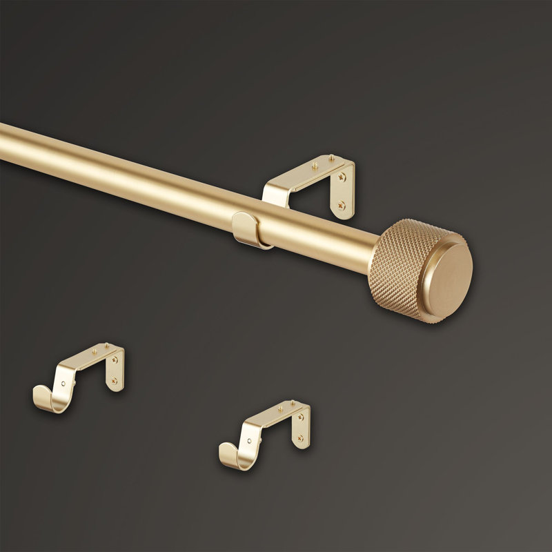 Brushed Gold Curtain Rod with Crystal Finials, 36"-72"