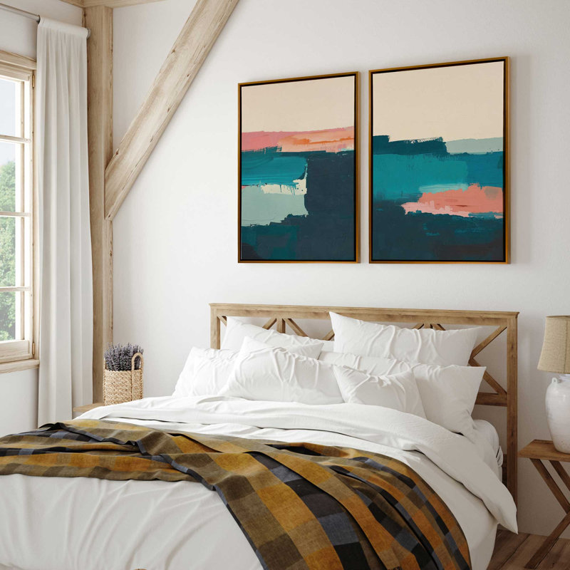 "Azure Reverie" par Golden Glow Interiors 2 - Pièces sur toile, Cadre doré poli, H 32 po x l 22 po
