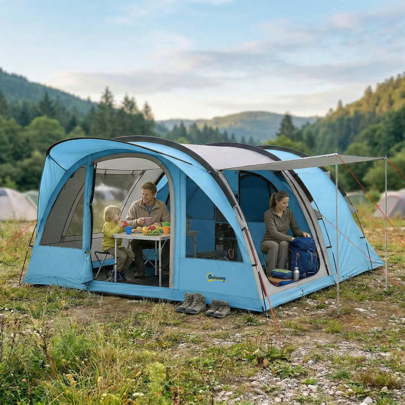 4 Person Tent, Sky Blue/Grey