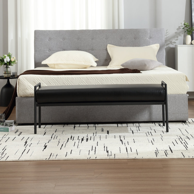 Repose-pieds Banc rembourré pour chambre à coucher, Noir, noir, noir, noir
