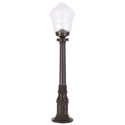 Élégante lampe sur pied d'extérieur, structure en ABS, noire, hauteur 33,5 po x diamètre 8,7 po | Douille E27, 40 W maximum, étanche IP65 | Idéal pour les décors traditionnels et industriels, parfait pour les patios et les jardins