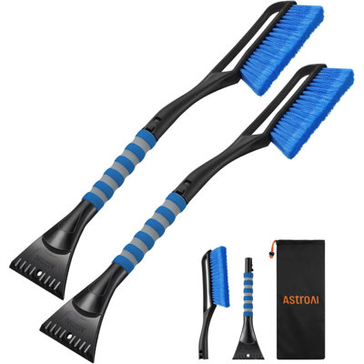 2 Pack 27" Snow Brush And Ice Scrapers For Car Windshield, Detachable Snow Scrapers With Ergonomic Foam Grip For Cars, Trucks, Suvs (Heavy Duty ABS, PVC Brush)