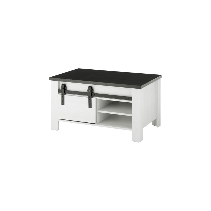 Jackeline Four Leg Coffee Table with Storage, Anthracite/White