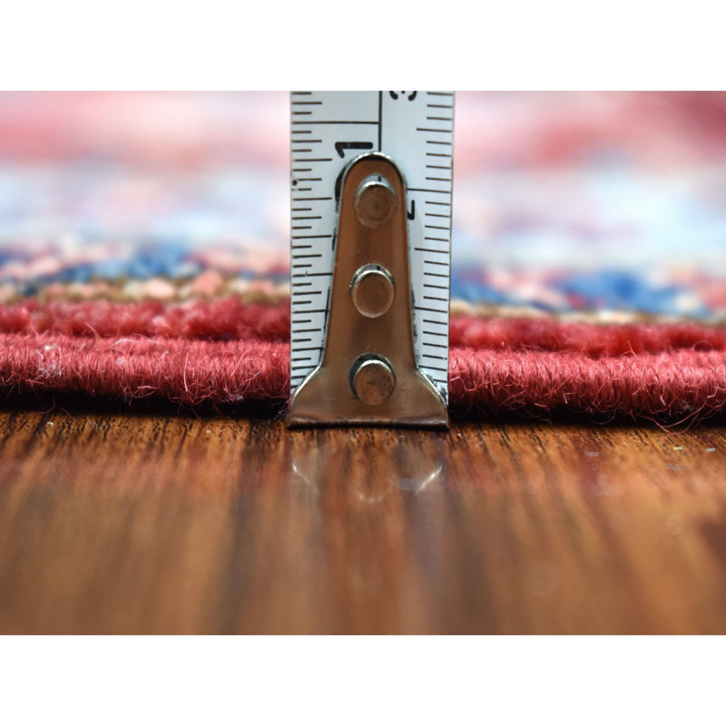 Tapis de couloir rouge en laine noué à la main de conception unique 2 pi 8 po x 8 pi 7 po Fonville