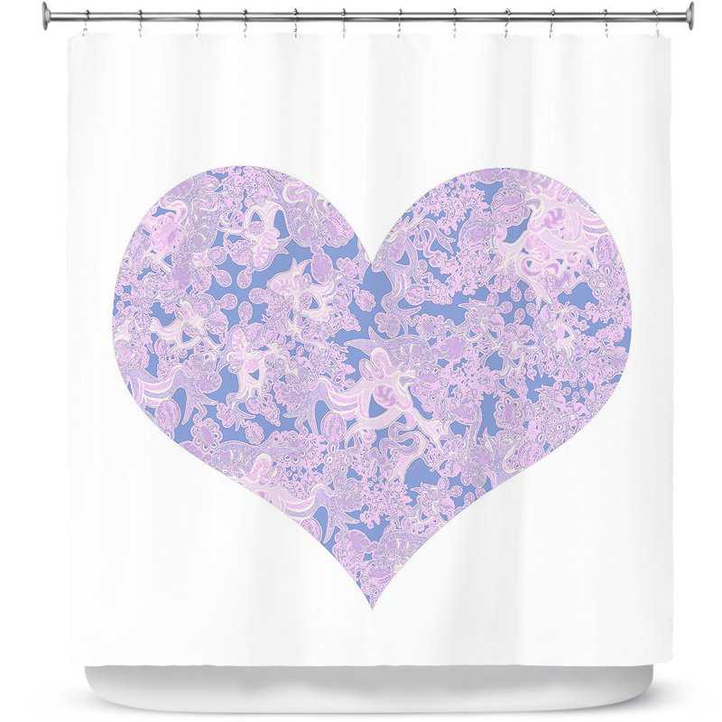 Rideau de douche simple coeur love serenity, Blanc