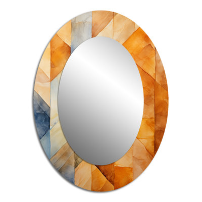 Topaz Tessellation I - Miroir mural ovale moderne jaune