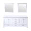 Meuble-lavabo double blanc 80 po X P 22 po D, plateau en quartz blanc et Miroirs-902406078