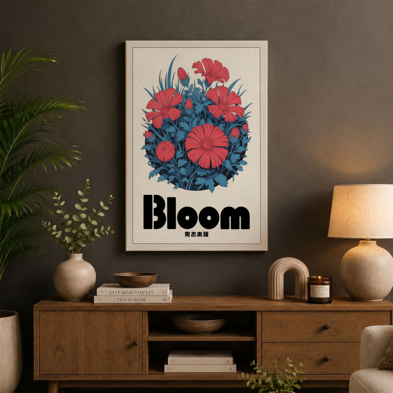 Bloom Sphere Botanical - Wrapped Canvas, 24x16 - 61.0 x 40.6 cm, Black Border