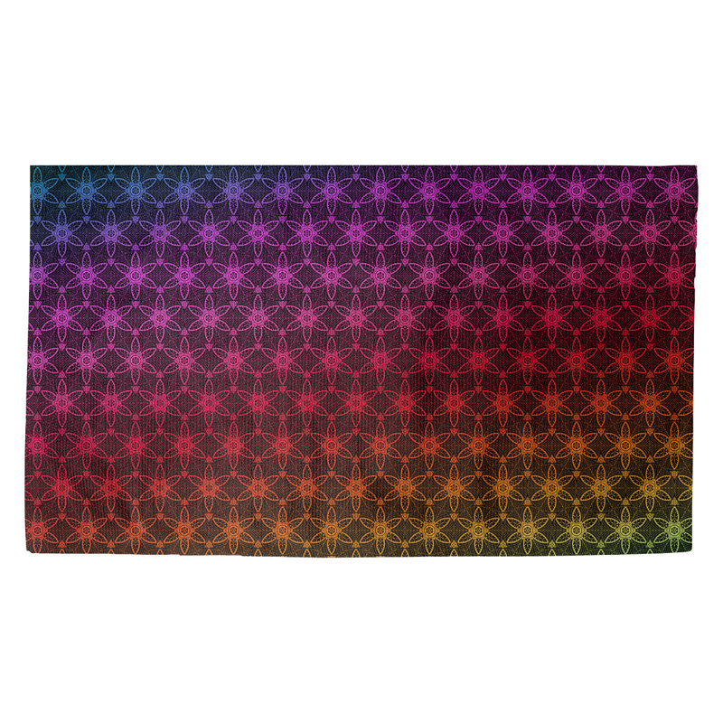 Tapis noir/rose/jaune ornée arc-en-ciel Avicia, Rectangle 2 pi 2 po x 3 pi 4 po