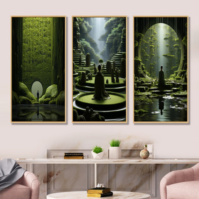 «Mediation Zen Garden Contemplation», ensemble de 3 reproductions d'art mural méditation