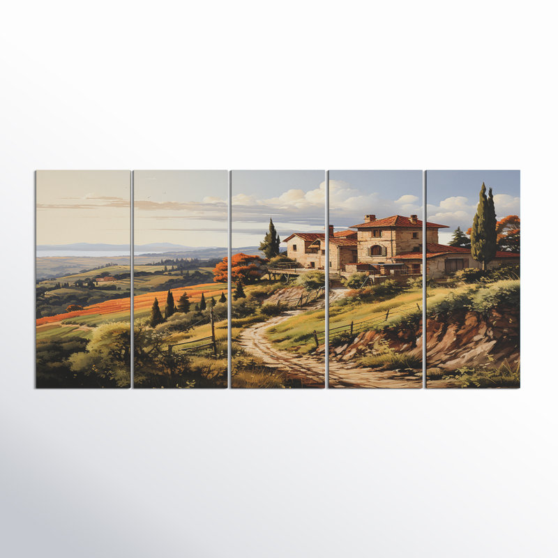 Country Charm Tuscan Splendor - Landscapes Metal Wall Art Set 5