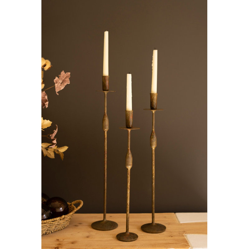 Ensemble de 3 chandeliers Kalalou en fer patiné - H 23,5 po