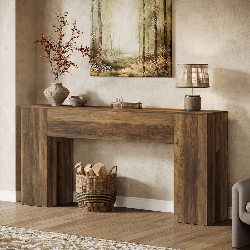 180cm Console Table, Dark Brown Wood