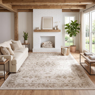Tapis floral rétro vieilli