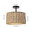 2-light Rattan Semi Flush Mount Ceiling Light