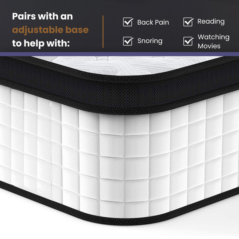 Ressorts ensachés 12 po avec matelas en mousse à mémoire de forme Euro, Simple extra long