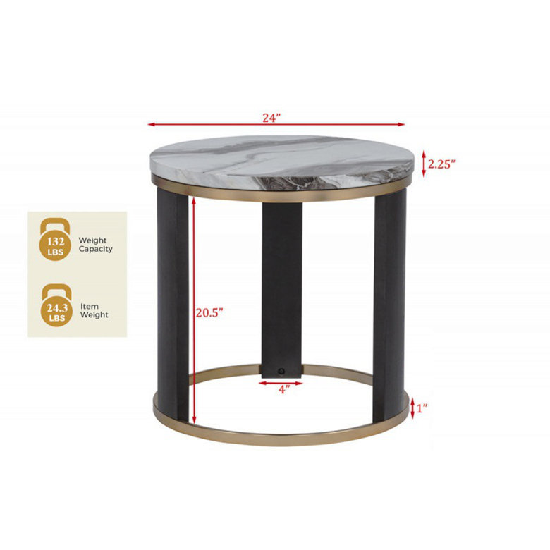 Table de bout 24 po, table d'appoint et canapé d'appoint
