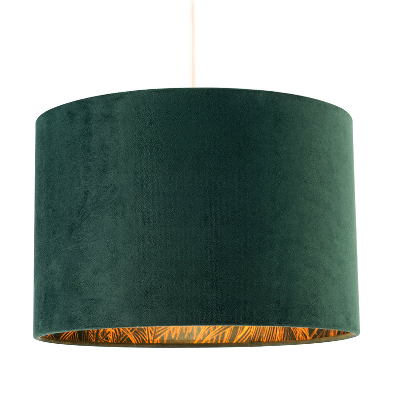20cm H Velvet Drum Lamp Shade ( Screw On ) in Green