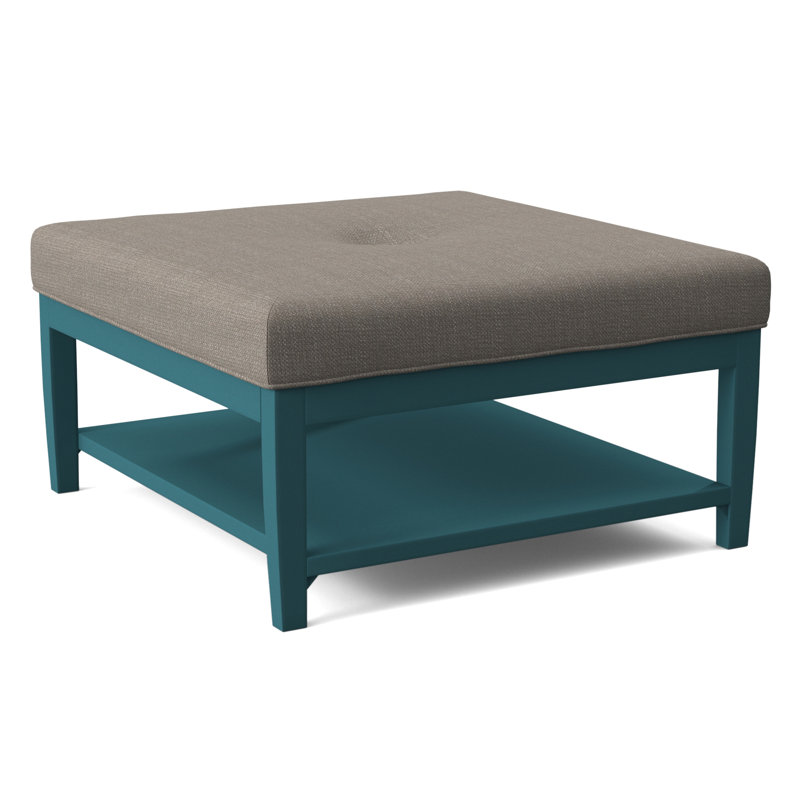Hammond Square Ottoman, Antique Black Finish, Stone Crypton Performance; 0884-83