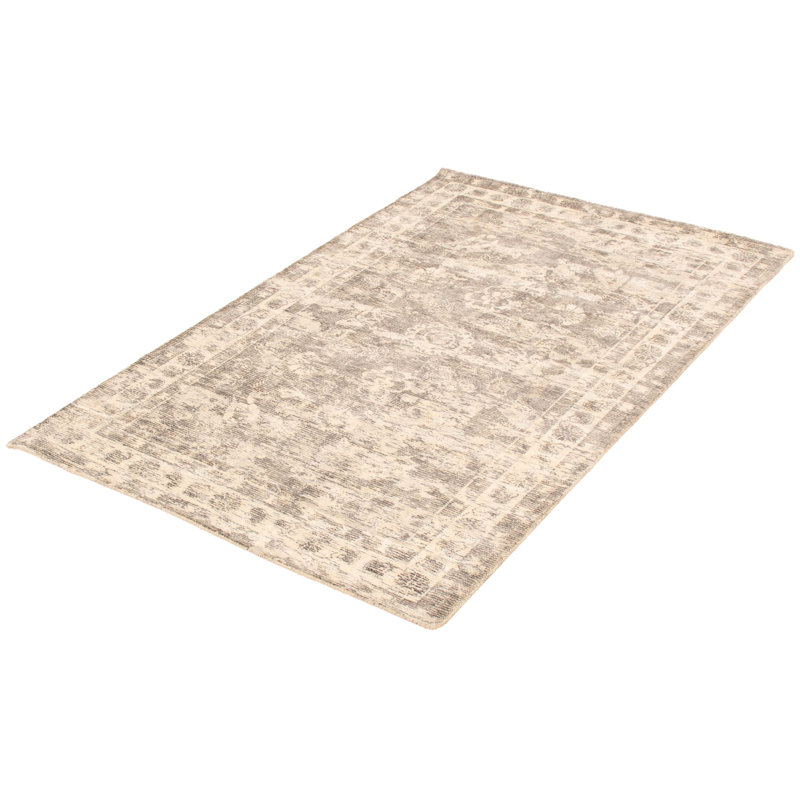 Tapis gris abstrait noué à la main