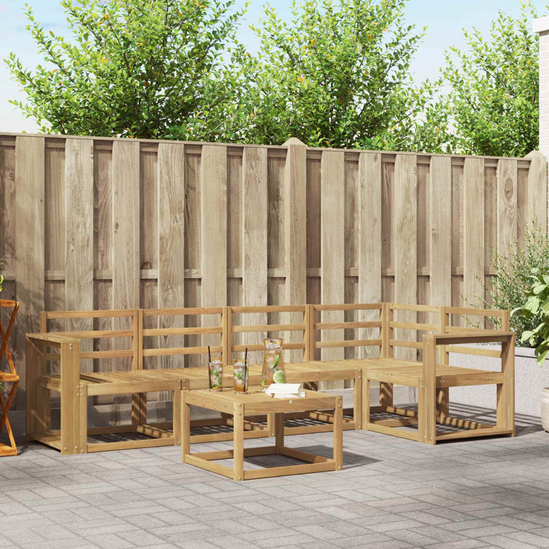  Outdoor Sofa Set 6 pcs Solid Acacia Wood Sectional Garden Furniture