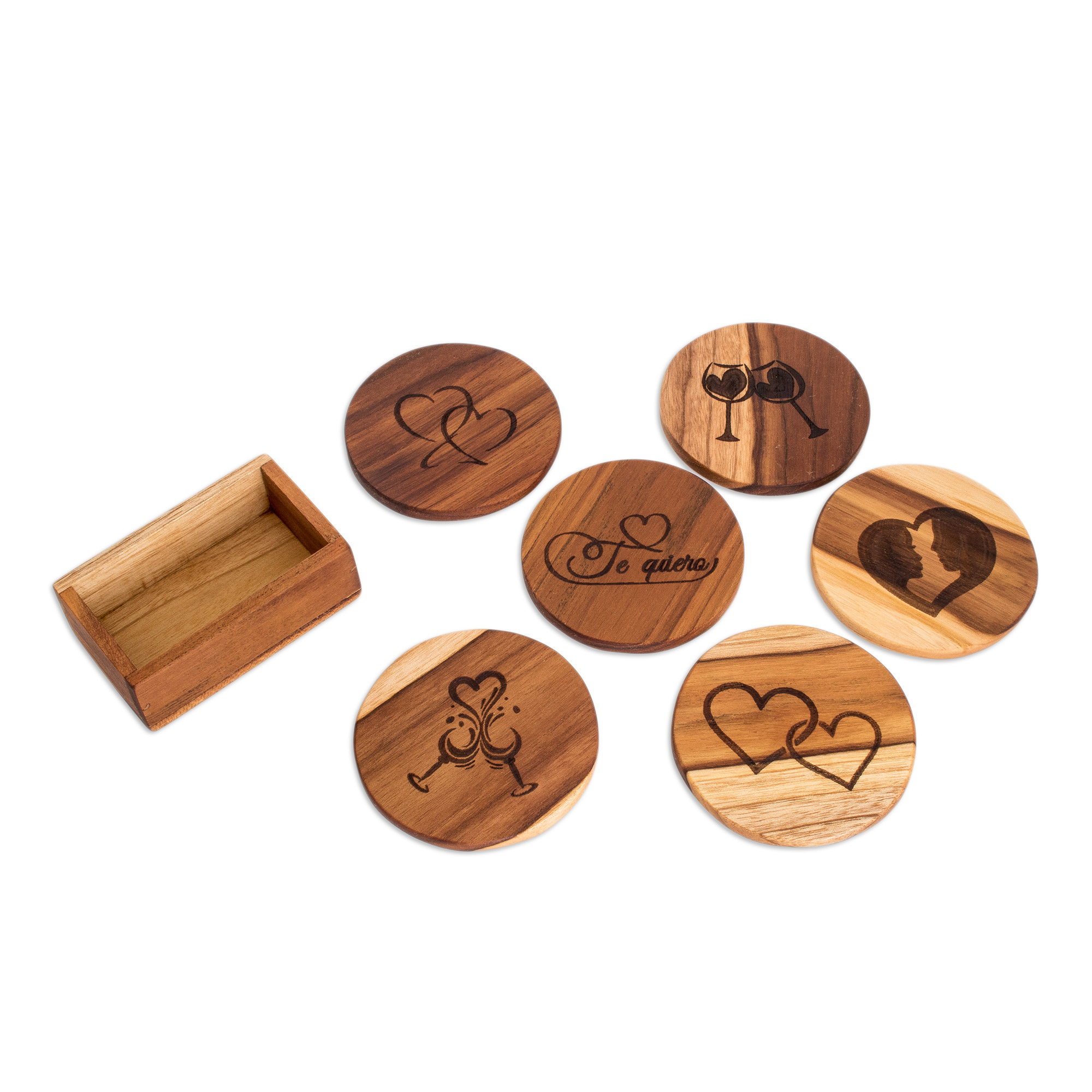 Handmade Teak Wood Coaster Set of Four