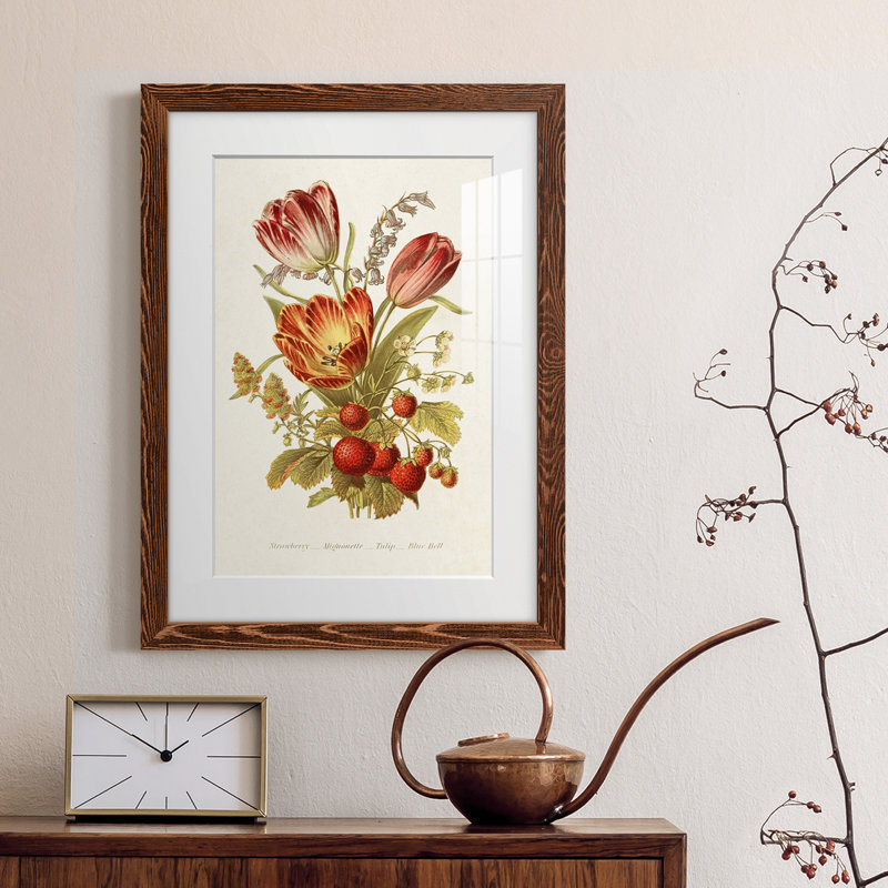 Antique Floral Bouquet IV - impression encadrée, Cadre en érable, H 44 po x l 31 po x P 1 po
