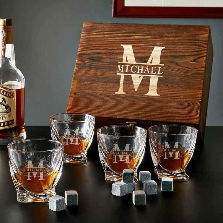 Sculpted Whiskey Glasses, Set of 4 for Whiskey Bourbon Scotch Lovers - Home Wet Bar