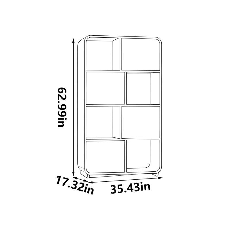Bibliothèque de style nordique, (4 tablettes) H 62,9 po x l 35,43 po x P 17,32 po