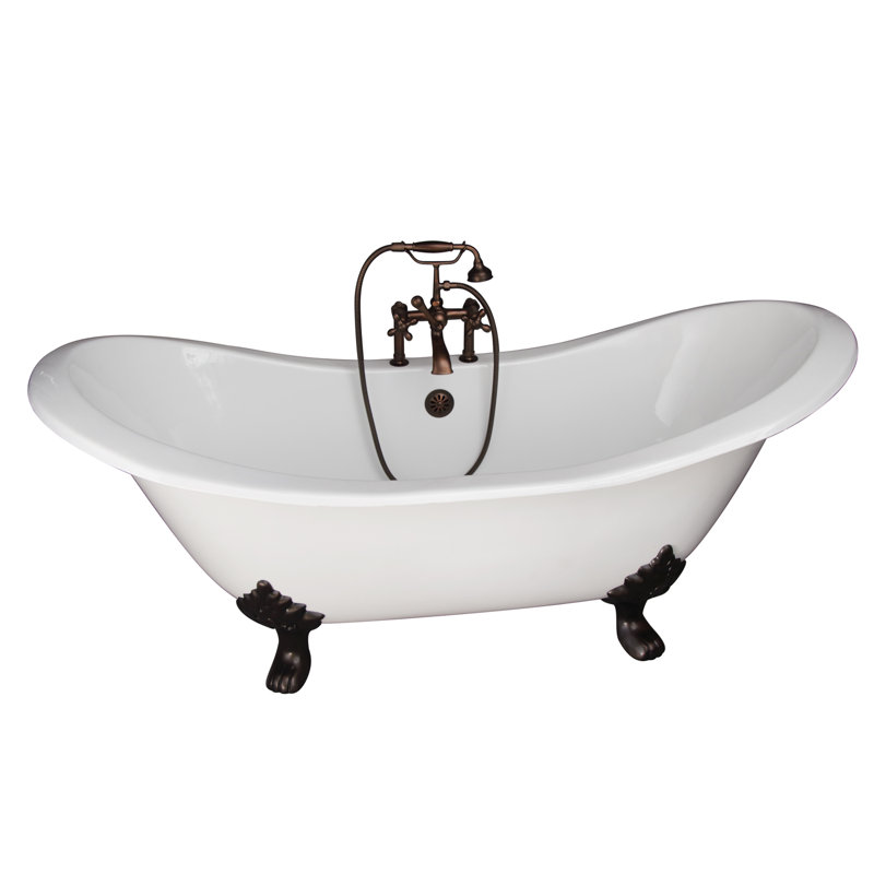 72'' x 30'' Freestanding Soaking Cast Iron Bathtub, Oil Rubbed Bronzed